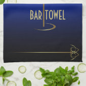 Bar Towel Blue en Gold Cocktail Glass Theedoek (Gevouwen)