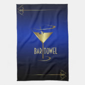 Bar Towel Blue en Gold Cocktail Glass Theedoek (Verticaal)