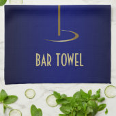 Bar Towel Blue en Gold Martini Glass Theedoek (Gevouwen)