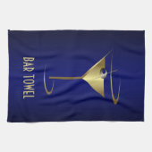 Bar Towel Blue en Gold Martini Glass Theedoek (Horizontaal)