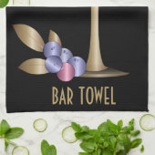 Bar Towel Blueberry Gold Martini Glass Theedoek (Gevouwen)