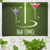 Bar Towel Green Cocktail Martini Glass Theedoek (Gevouwen)