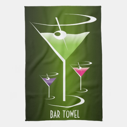 Bar Towel Green Cocktail Martini Glass Theedoek (Verticaal)