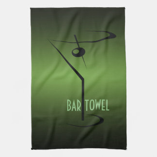 Bar Towel Green en Black Cocktail Glass Theedoek