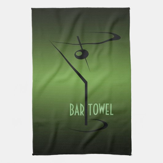 Bar Towel Green en Black Cocktail Glass Theedoek (Verticaal)