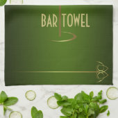 Bar Towel Green en Gold Cocktail Glass Theedoek (Gevouwen)