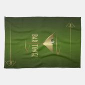 Bar Towel Green en Gold Cocktail Glass Theedoek (Horizontaal)