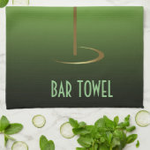 Bar Towel Green en Gold Cocktail Glass Theedoek (Gevouwen)