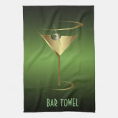 Bar Towel Green en Gold Cocktail Glass Theedoek (Verticaal)