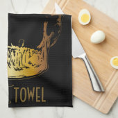 Bar Towel Martini Glass Gold Skull Theedoek (Quarter Fold)