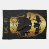 Bar Towel Martini Glass Gold Skull Theedoek (Horizontaal)