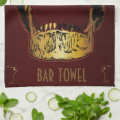 Bar Towel Martini Glass Gold Skull Theedoek (Gevouwen)