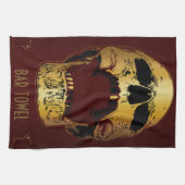 Bar Towel Martini Glass Gold Skull Theedoek (Horizontaal)