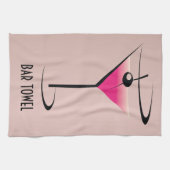 Bar Towel Pink Martini Cocktail Glass Theedoek (Horizontaal)