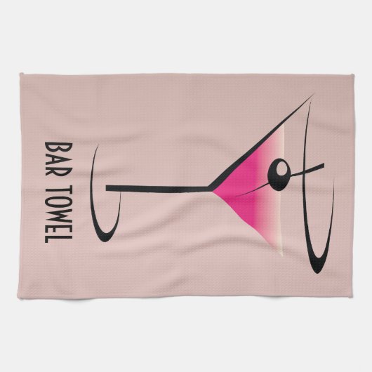 Bar Towel Pink Martini Cocktail Glass Theedoek (Horizontaal)