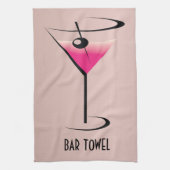 Bar Towel Pink Martini Cocktail Glass Theedoek (Verticaal)
