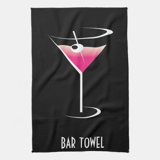 Bar Towel Pink Martini Glass Theedoek (Verticaal)