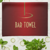 Bar Towel Red en Gold Martini Glass Theedoek (Gevouwen)