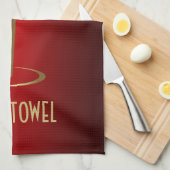 Bar Towel Red en Gold Martini Glass Theedoek (Quarter Fold)