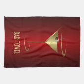 Bar Towel Red en Gold Martini Glass Theedoek (Horizontaal)
