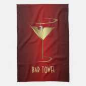 Bar Towel Red en Gold Martini Glass Theedoek (Verticaal)