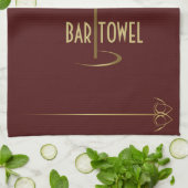 Bar Towel Red en Gold Martini Glass Theedoek (Gevouwen)