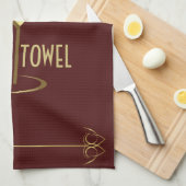 Bar Towel Red en Gold Martini Glass Theedoek (Quarter Fold)