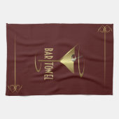 Bar Towel Red en Gold Martini Glass Theedoek (Horizontaal)