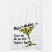 BAR TOWELS Dinner! Olijven? Middelgroot of Zelden? Theedoek (Verticaal)