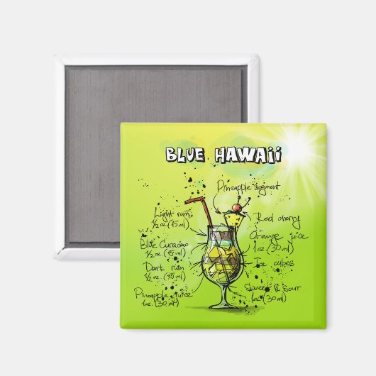 Bar Tropisch cocktailrecept Magneet (Voorkant / Achterkant)