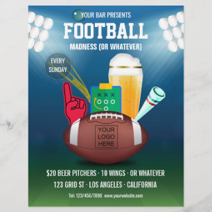 Bar voetbal evenement promo menu foto en logo toev
