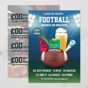 Bar voetbal evenement promo menu foto en logo toev kaart