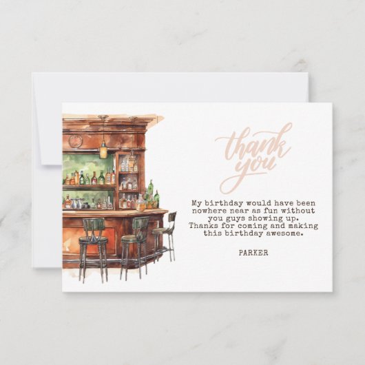 Bar Volwassen Verjaardag Elke leeftijd Bedankkaart (Voorkant)