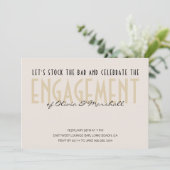 Bar Voorraad Grote Typografie Champagne Verloving Kaart (Staand voorkant)