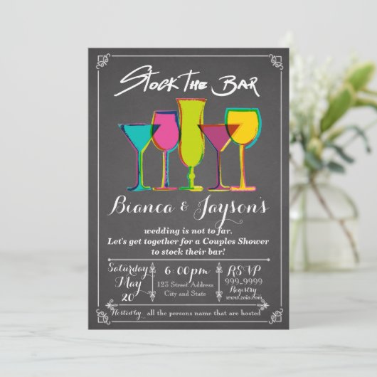 Bar Voorraad Koppels Bruiloft Uitnodiging (Staand voorkant)
