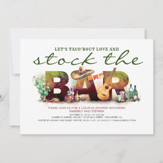 Bar Voorraad Taco Fiesta Feest Uitnodigingen (Voorkant)