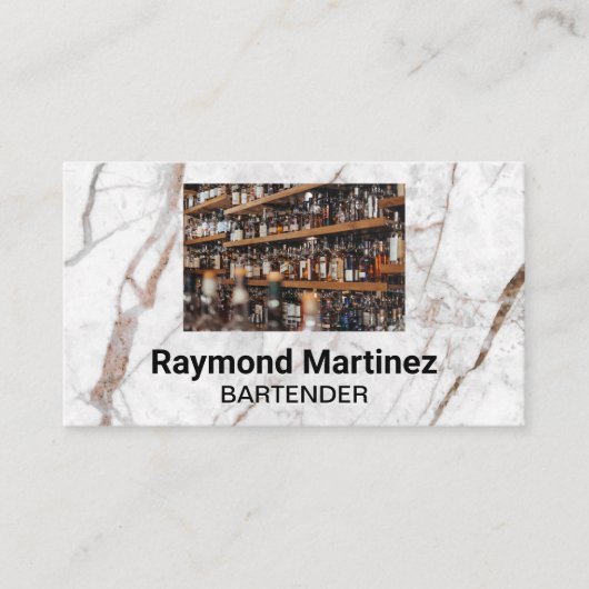 Bar | Wit Marmeren Visitekaartje (Voorkant)