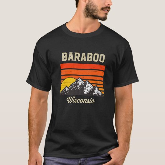Baraboo Wisconsin Retro City USA T-shirt (Voorkant)