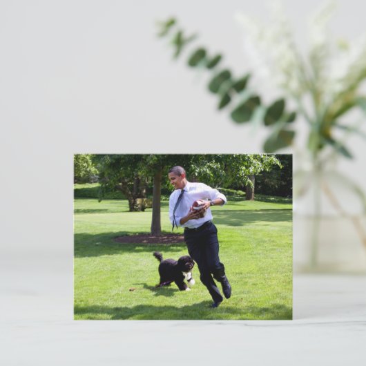 Barack & Bo Obama Briefkaart (Staand voorkant)