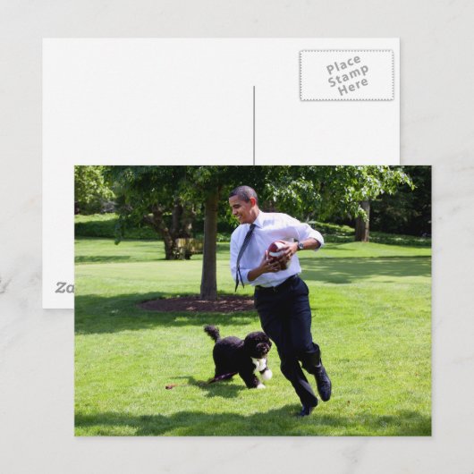 Barack & Bo Obama Briefkaart (Voorkant / Achterkant)