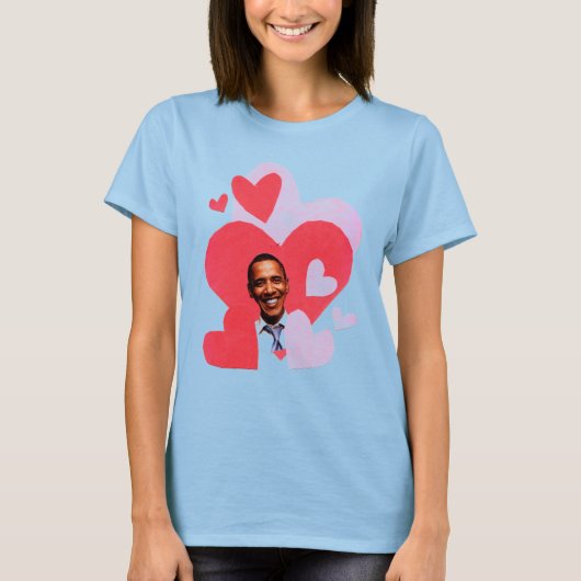 Barack collage dams rode ringer t-shirt (Voorkant)