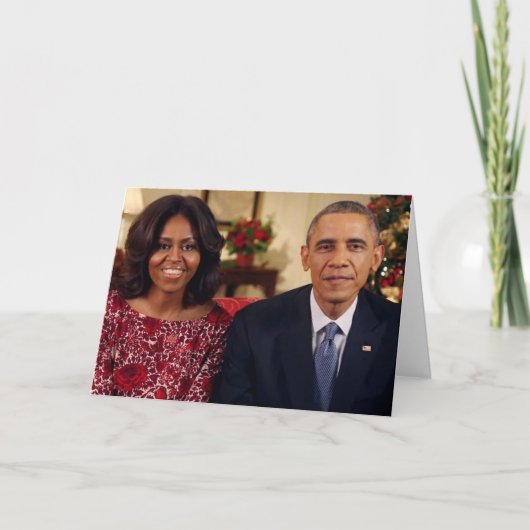 Barack en Michelle 2014 Kerstmis - Wenskaart Feestdagen Kaart (Voorkant)