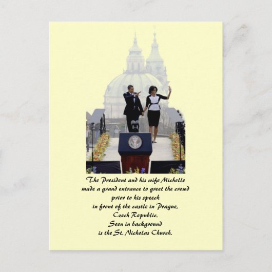 Barack en Michelle in Praag Briefkaart (Voorkant)
