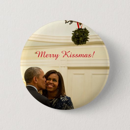 Barack en Michelle Merry Kissmas - Button (Voorkant)
