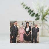 Barack en Michelle met koningin Elizabeth Briefkaart (Staand voorkant)