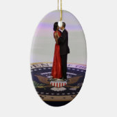 Barack en Michelle Obama Keramisch Ornament (Rechts)
