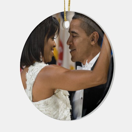 Barack en Michelle Obama Keramisch Ornament (Links)