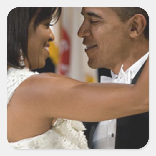 Barack en Michelle Obama Vierkante Sticker (Voorkant)