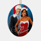Barack en Michelle Santa Kerstmis Keramisch Ornament (Rechts)