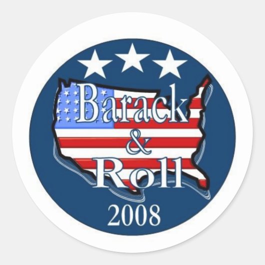 barack en roll ronde sticker (Voorkant)